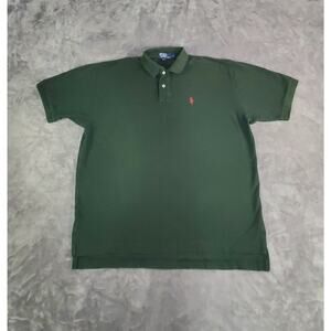 Vtg Polo Ralph Lauren Sz L Polo Shirt Mens Green Red Pony Classic 100% Cotton 29